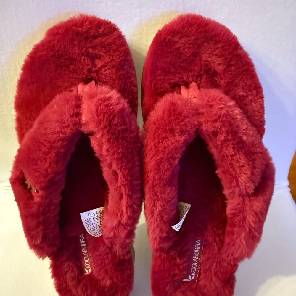 Koolaburra Red Fuzzy Slippers